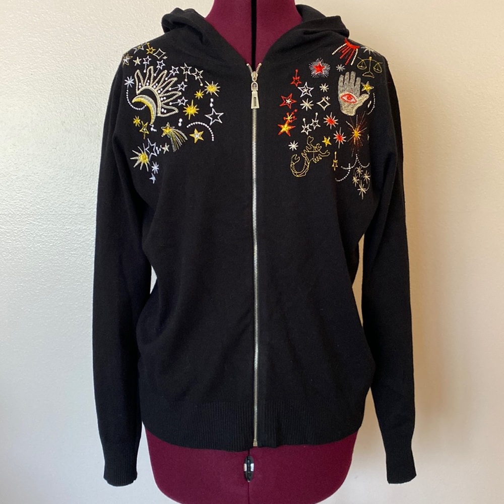 Milano black mystic zippered sweater hoodie, M